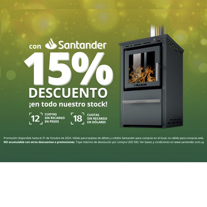 15% de descuento con tarjetas Santander (crédito y débito) 